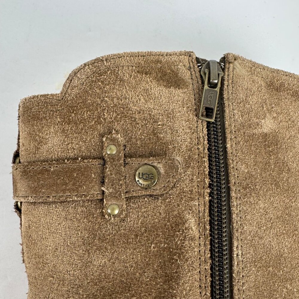 Ugg Jillian Suede Riding Boots Size 8 Sherpa Tan Brown Casual Winter Outdoors - Picture 6 of 16